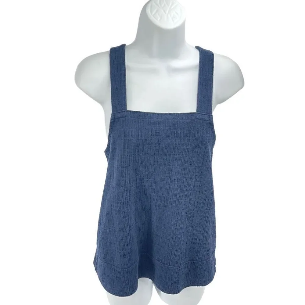 Madewell Womens Tank Top Sleeveless Cross Strap Stretch Square Neck Blue Small